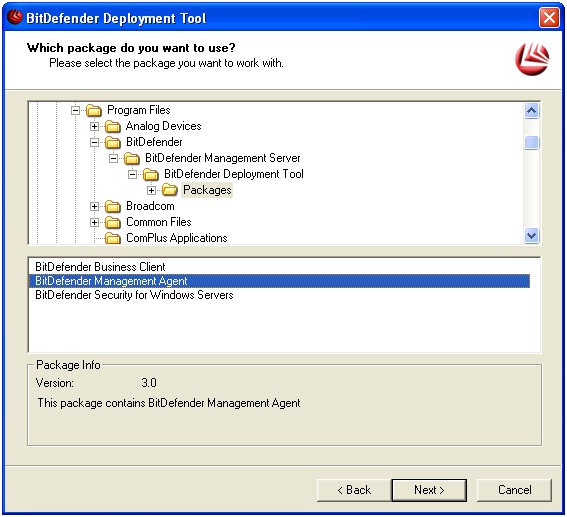 Select Package How to configure Bitdefender Management Server post-install