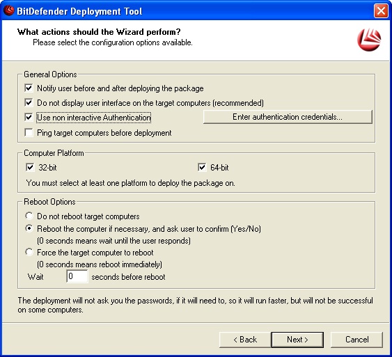 Configure deployment options How to configure Bitdefender Management Server post-install