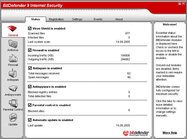 Screenshot of BitDefender 9 Internet Security