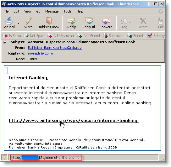 Volum record de phishing Raiffeisen Online