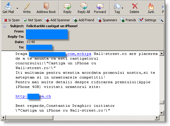 Identitatea Wall-Street.ro folosita intr-un raid de sustragere a numelor de utilizator si parolelor pentru conturile yahoo.