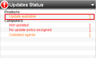 Dashboard Sections - Update Status Bitdefender Management Server Dashboard Section