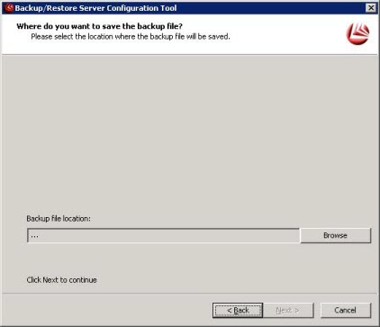 Save Backup on Disk Backup / Restore Server Configuration Tool