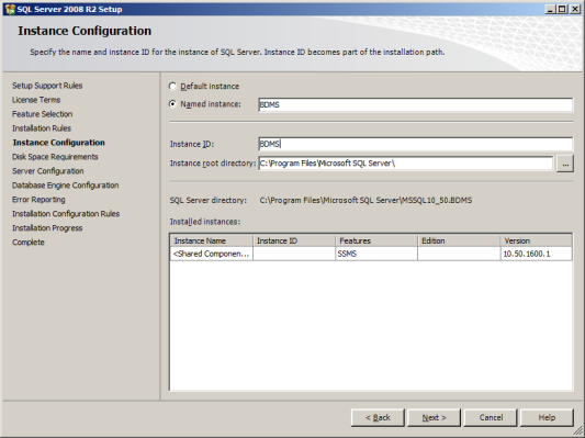 Instance Configuration SQL Server 2008 R2 Setup