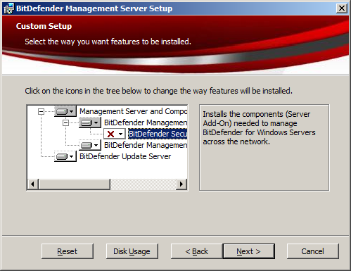 Bitdefender Management Server - Bitdefender Security for Windows Servers setup BDMS