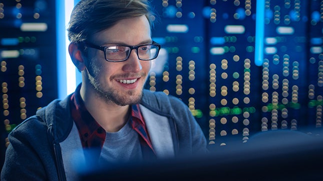 Person sitting on computer