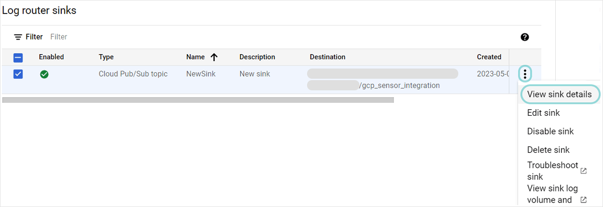 Google Cloud Platform - Log router sinks