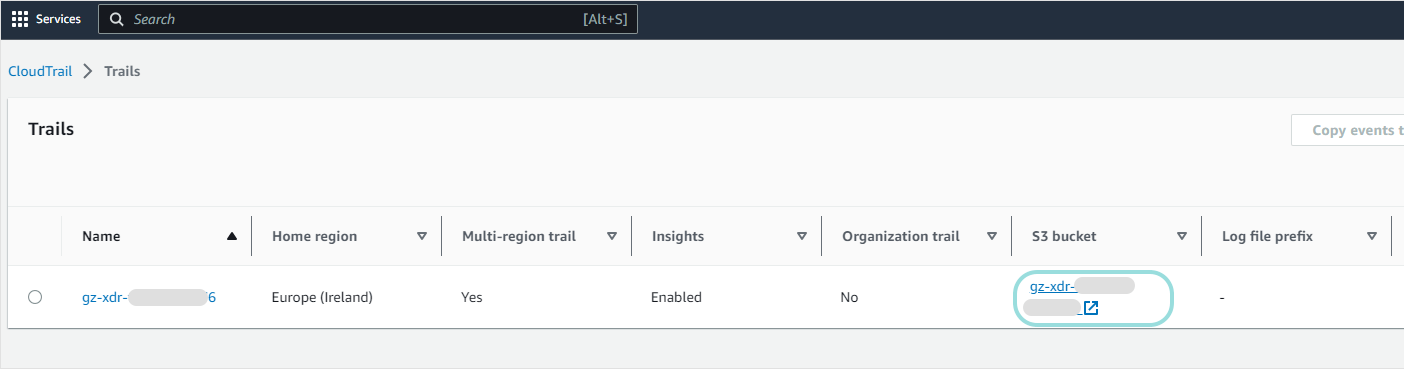 AWS Trails grid