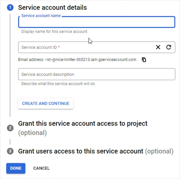Google Workspace service account details