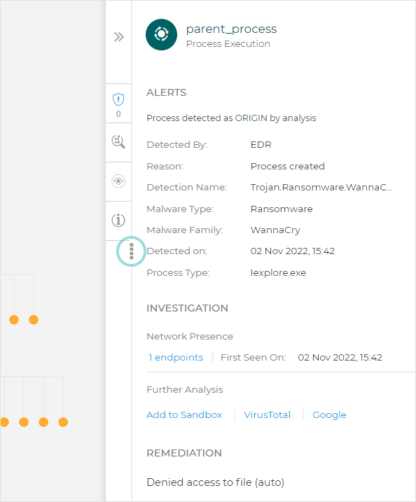 Endpoint incident - Node Details expand option