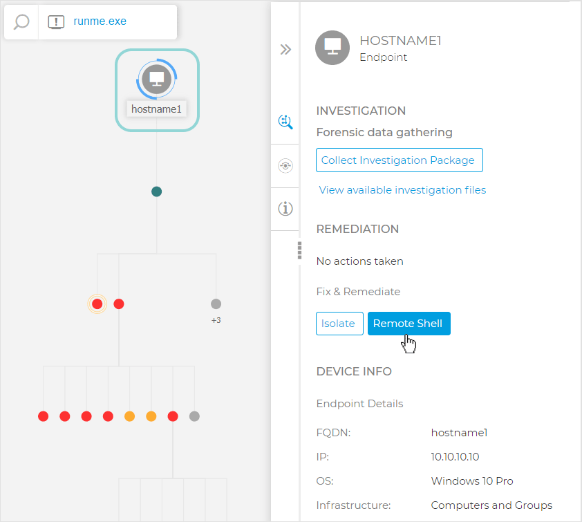 Remote Shell button