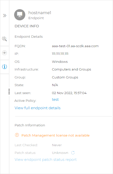 Endpoint incident graph - Endpoint node - Device info