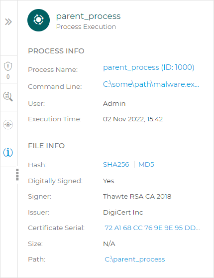 EDR process node - Process info