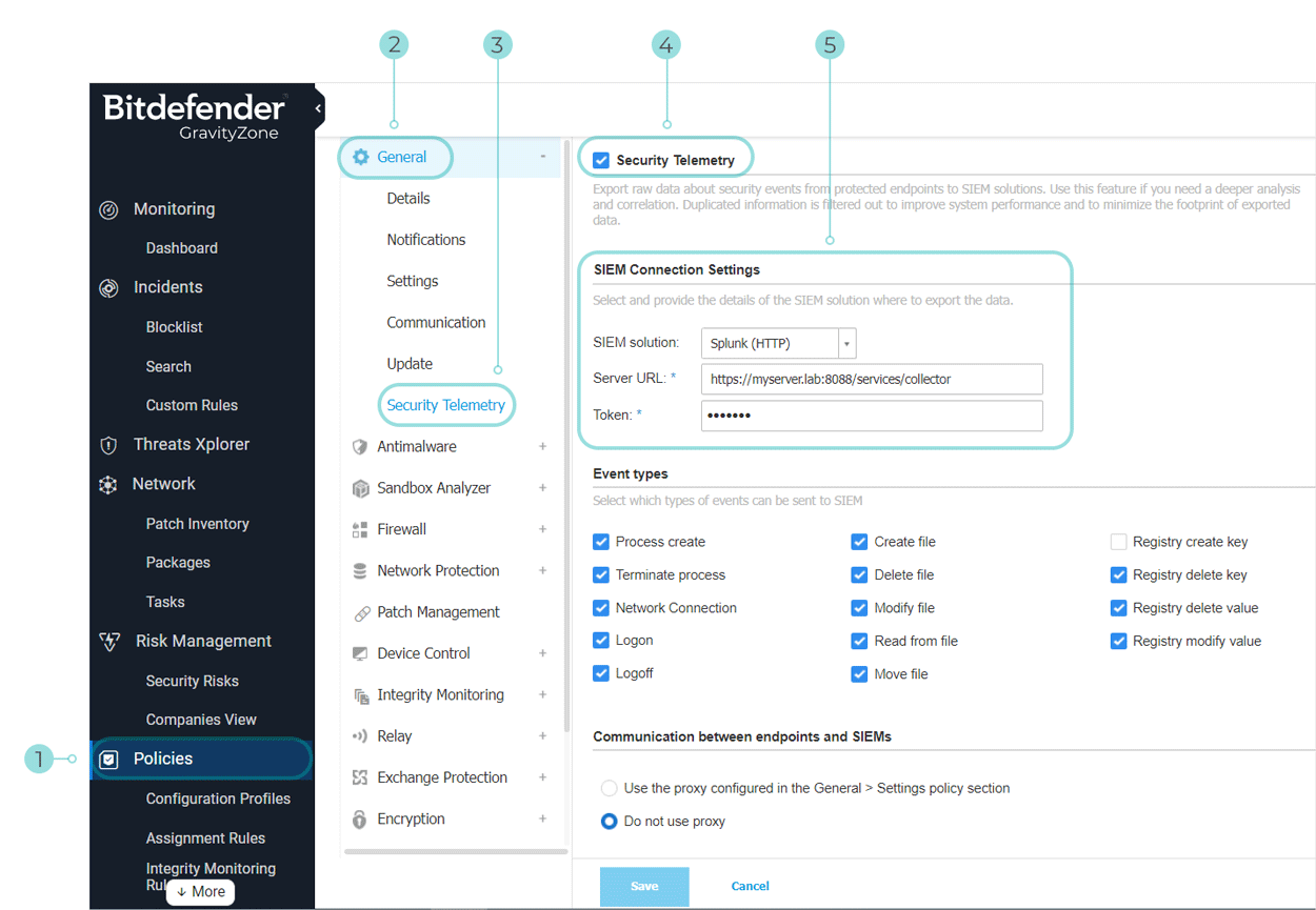 Security Telemetry settings