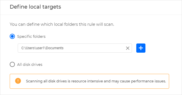 Define local targets page