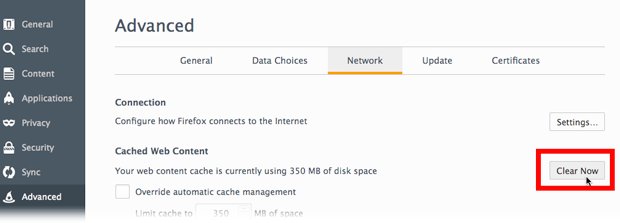 how to clear the cache and cookies in mozilla firefox