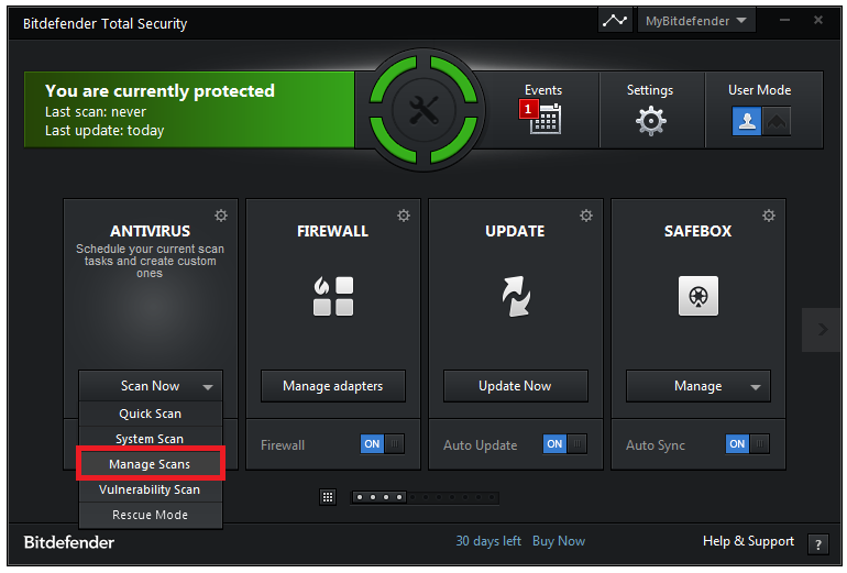run a bitdefender full scan