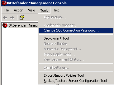 Change SQL Connection Password Bitdefender Management Console - Change SQL Connection Password