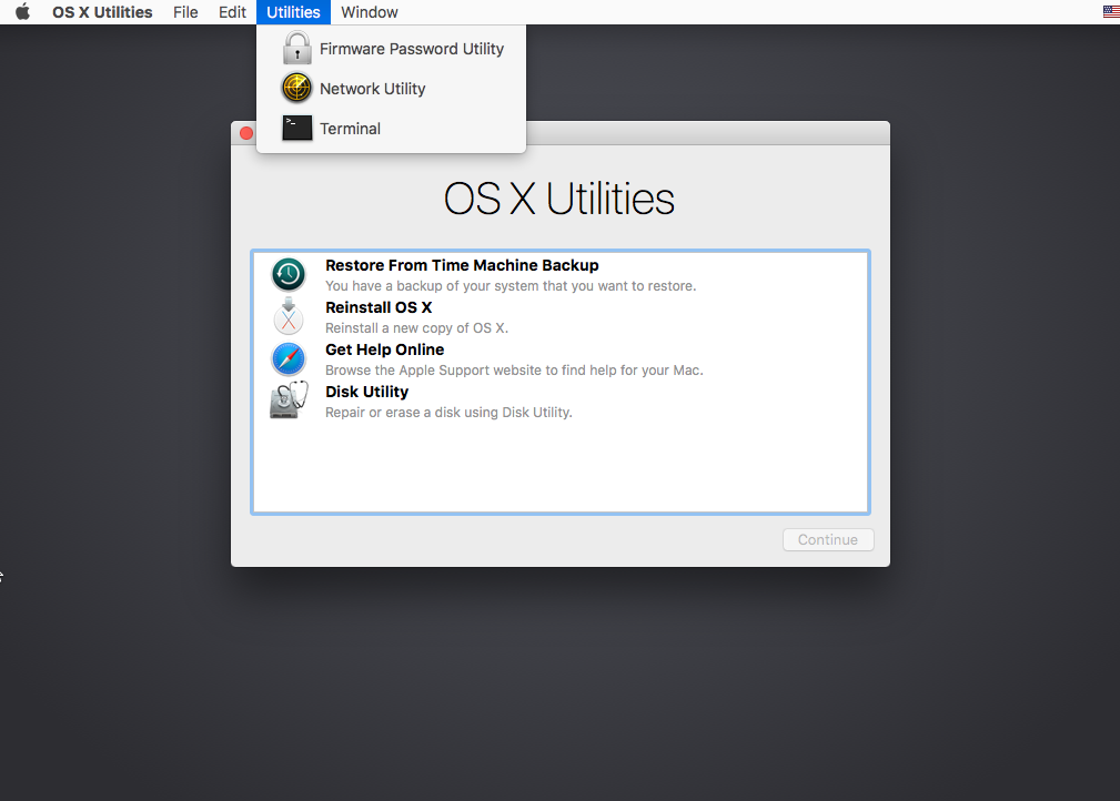 Launching Terminal from OS X Utilities