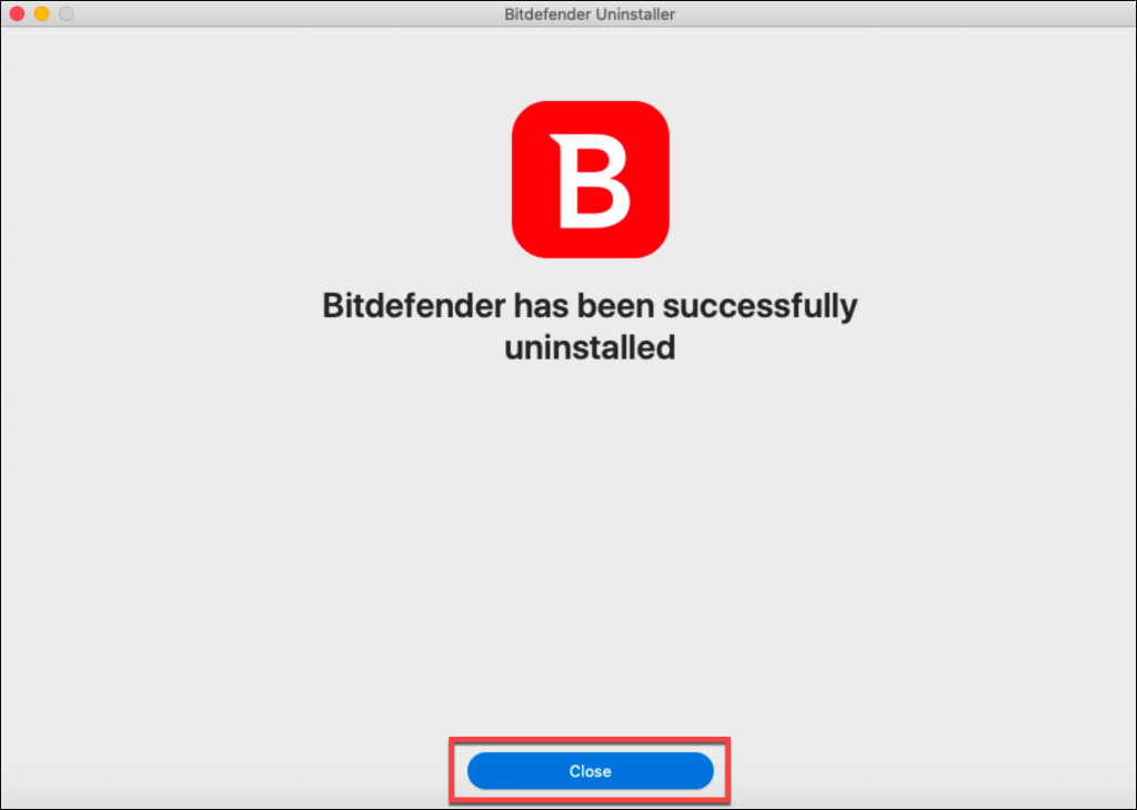 Uninstall Bitdefender Antivirus for Mac - Close