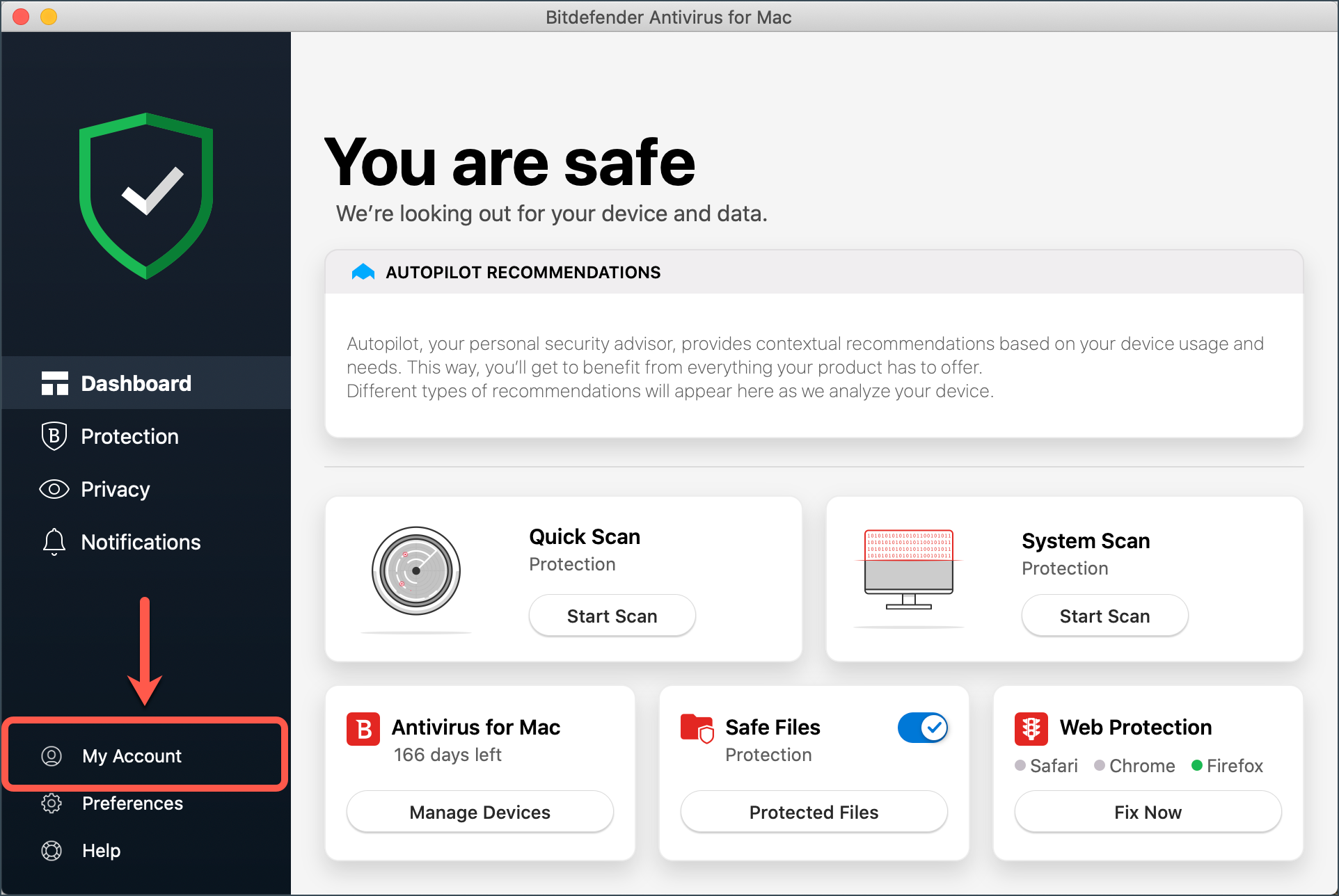 Switch Account on Bitdefender for Mac