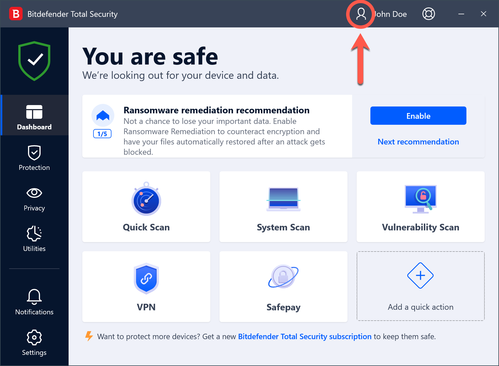 Switch Account: Connect your Bitdefender apps to another Central account