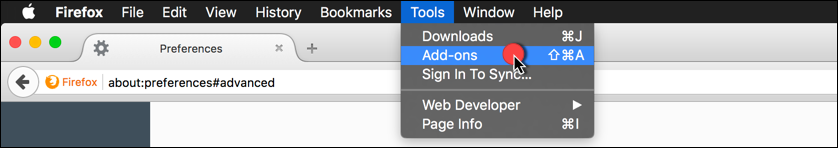 Uninstall add-ons in Firefox on Mac