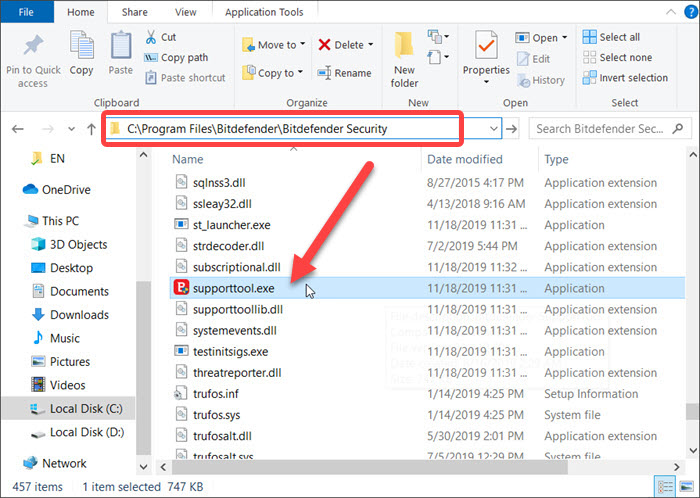 Generate a support tool log when Bitdefender is installed 1