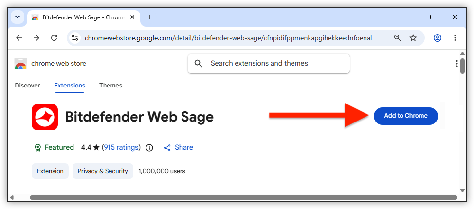 Add to Chrome - Bitdefender Web Sage