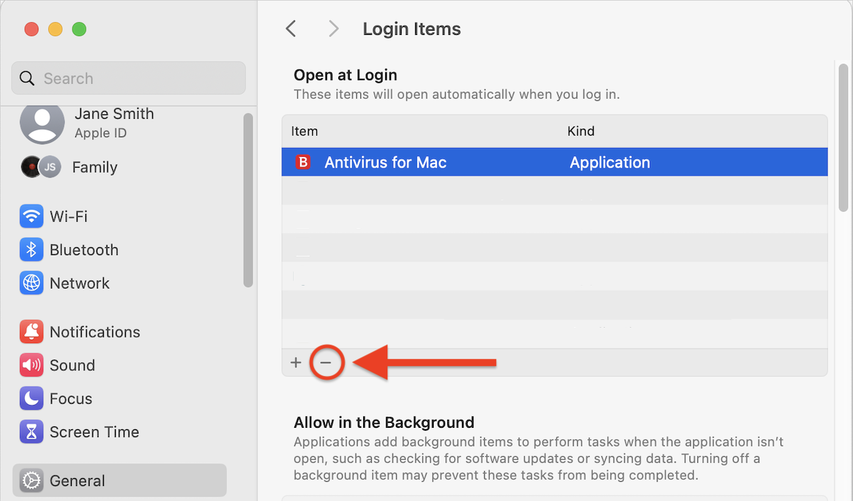 remove from Login items 