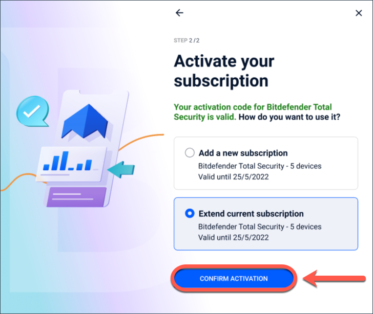 Bitdefender subscription - confirm activation
