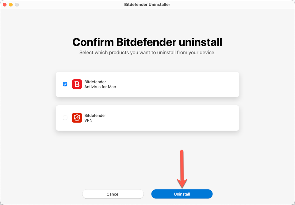 Uninstall Bitdefender Antivirus for mac
