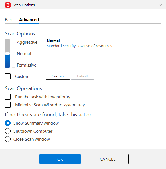 custom scan advanced