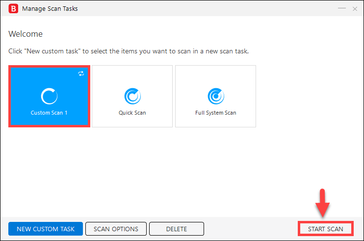 custom scan start