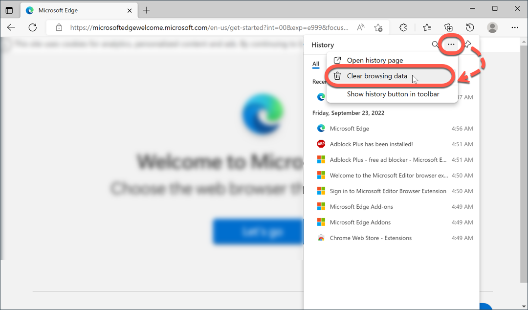 Clear cache and cookies in Microsoft Edge 