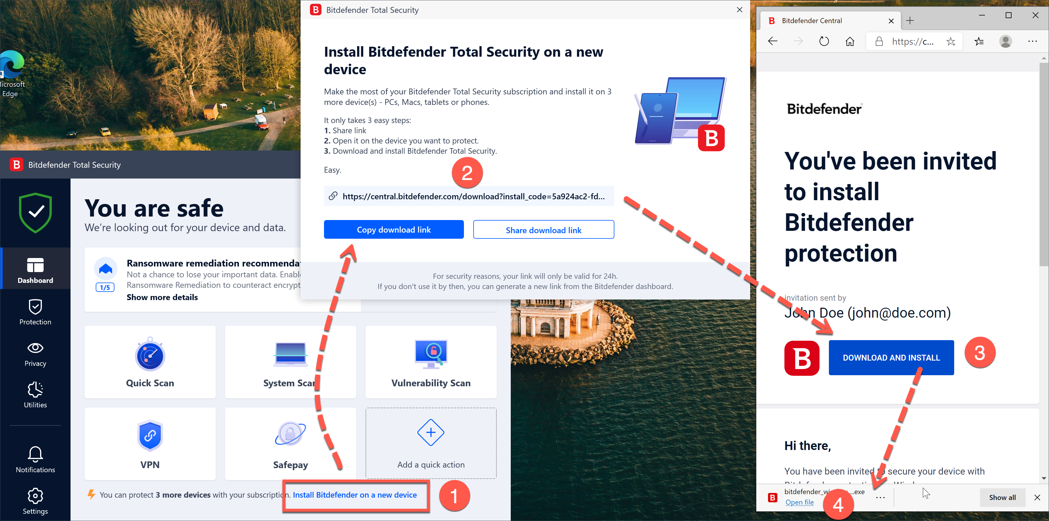 How to install Bitdefender on another device if you already run a copy of Bitdefender on Windows