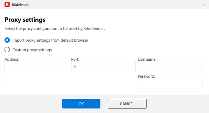 Proxy settings - custom proxy server