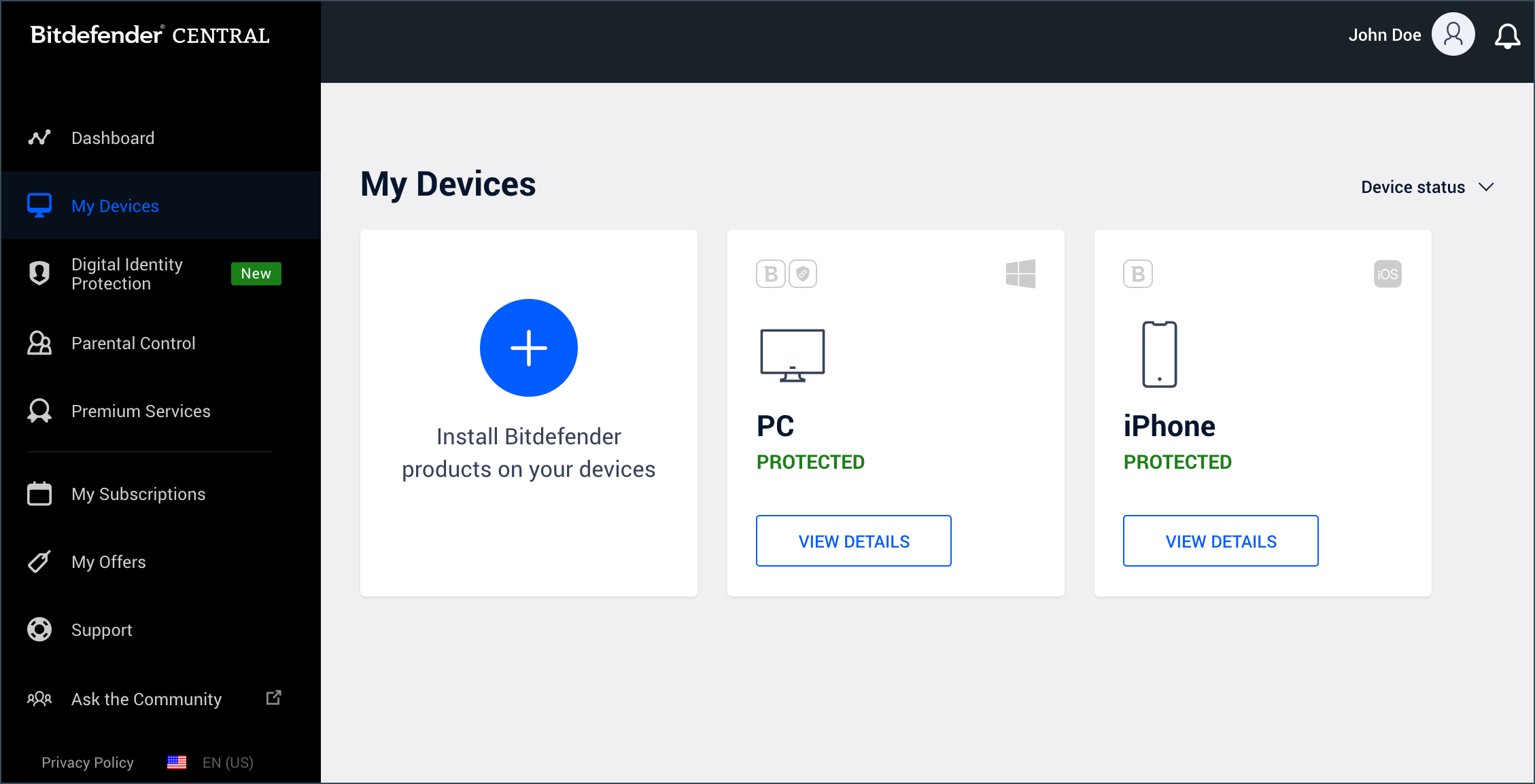 Bitdefender Central - My Devices