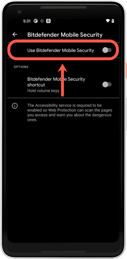 La protección web se desactiva en los teléfonos Android - paso 2