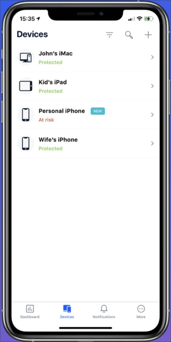 Bitdefender Central app - Devices