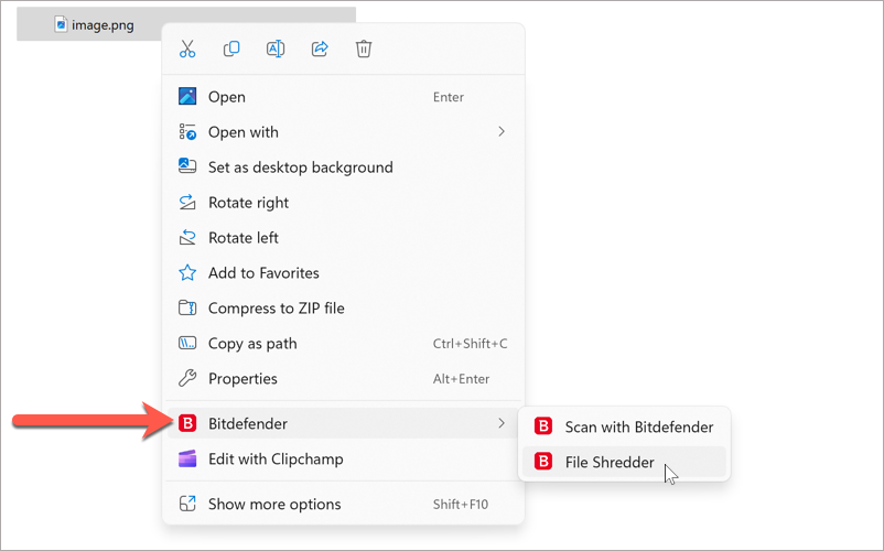 Bitdefender > File Shredder