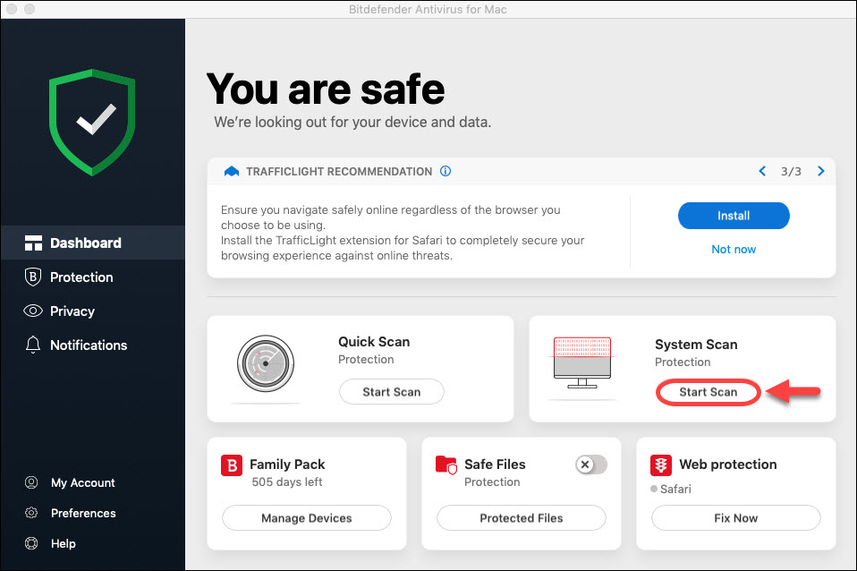 bitdefender pour le scanner de logiciels malveillants