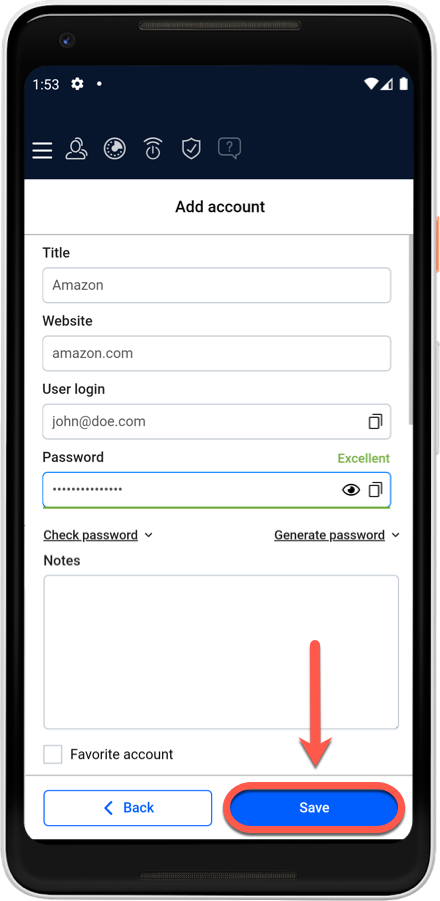 How to install Bitdefender Password Manager on Android - Save account