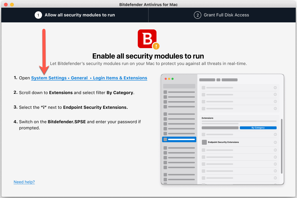 Open System Settings > General > Login items & extensions