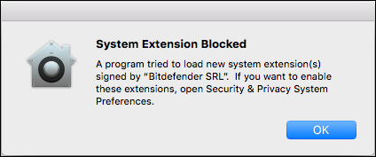 Installare bitdefender antivirus for mac - estensione di sistema