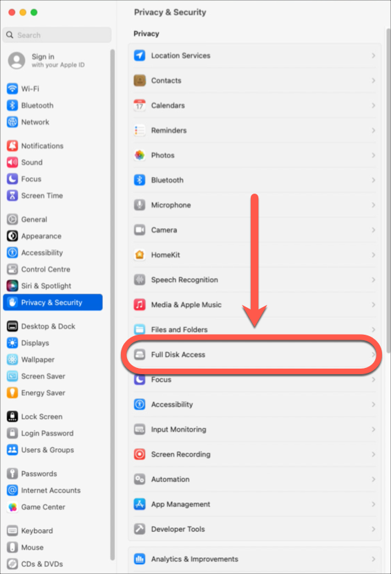Full Disk Access