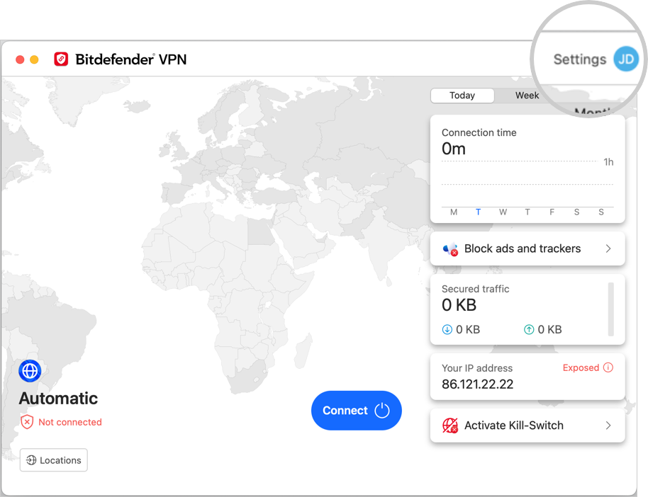 Bitdefender VPN for Mac - Settings