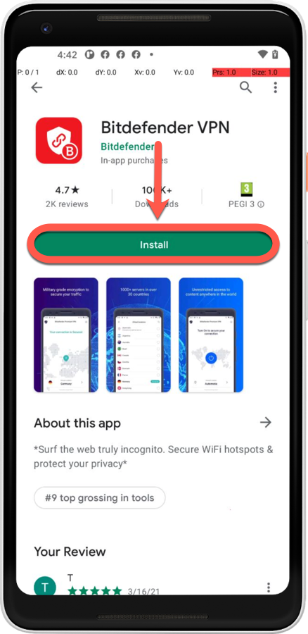 Install Bitdefender VPN on Android from Google Play