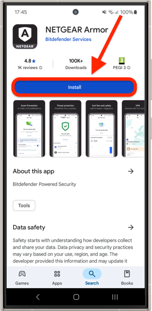 Install NETGEAR Armor on Android