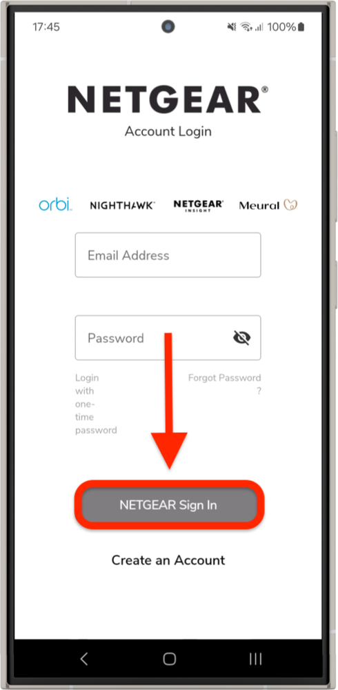 Sign in with your NETGEAR Armor account.